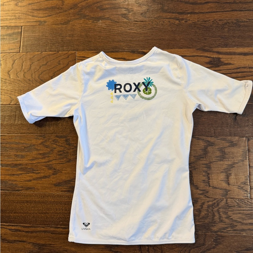 Roxy Kids/girls White Graphic swim shirt size 8